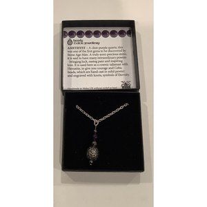 Beady Celtic Jewellery Amethyst And Pewter Necklace New In Box